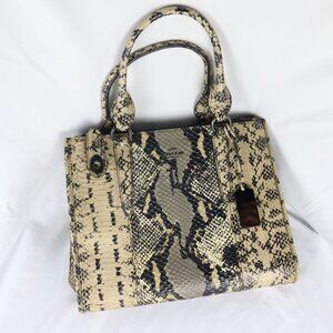 Coach Dark Fog Snake Embossed Leather Satchel